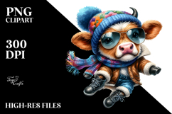 Cute Baby Cow Jumping with Cool Haircut, Contempt Product Image 2