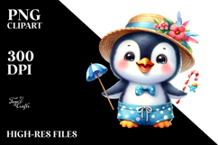 Cute Baby Penguin, Beach Ready PNG Product Image 2
