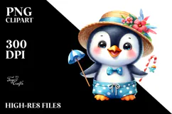 Cute Baby Penguin, Beach Ready PNG Product Image 2