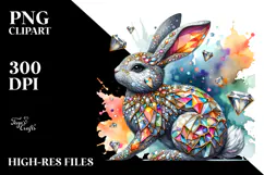 Colorful Bunny made of Diamonds PNG Product Image 2