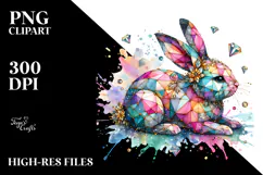 Colorful Bunny made of Diamonds PNG Product Image 2