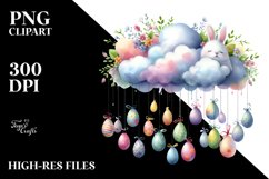 Watercolor Cloud with Easter Eggs PNG Product Image 2