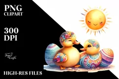 Colorful Smiling Baby Duck Sitting on Sun | Sublimation Product Image 3