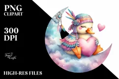 Colorful Pastel Duck on Half Moon PNG Product Image 2