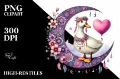 Colorful Pastel Duck on Half Moon PNG Product Image 2