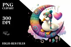 Colorful Pastel Duck on Half Moon PNG Product Image 2