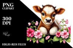 Cute Baby Gnome with Impatiens, Watercolor PNG Product Image 2