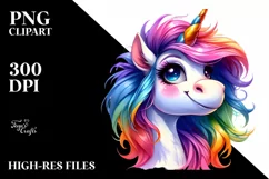Vibrant Cute Unicorn Clipart PNG Product Image 3
