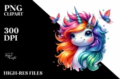 Vibrant Cute Unicorn Clipart PNG Product Image 1