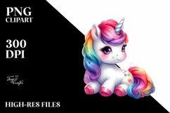 Vibrant Rainbow Baby Unicorn Watercolor | Sublimation | Product Image 1