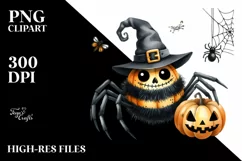 Funny Watercolor Halloween Spider | Sublimation Clipart Product Image 1
