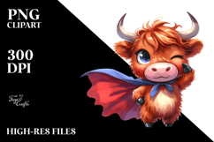 Highland Cow in Superhero Cape PNG Product Image 2