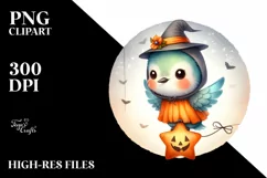 Cute Halloween Baby Hummingbird PNG Product Image 1