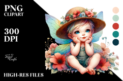 Colorful Baby Fairy in Farmer&#039;s Hat PNG Product Image 2