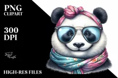 cute Panda Portrait with Silk Scarf and Sunglasses Product Image 3