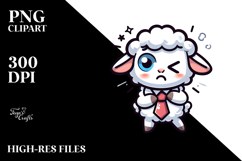Ridiculously Cute Cartoon Lamb with Bow Tie, Transparent PNG Product Image 2