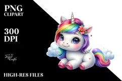 Cute Baby Unicorn Vibrant Rainbow Clipart Product Image 1
