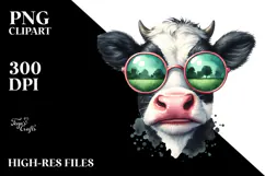 Funny Cow with Sunglasses, Transparent PNG Product Image 2