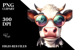 Funny Cow with Sunglasses PNG Product Image 2