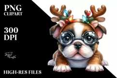Enthusiastic Winter Bulldog PNG Product Image 1
