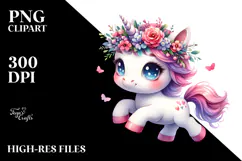Cute Vibrant Baby Unicorn PNG Product Image 2