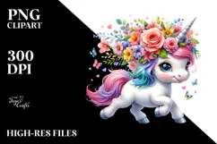Cute Vibrant Baby Unicorn PNG Product Image 2