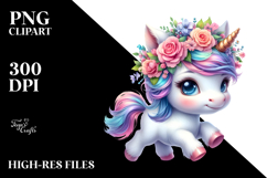 Cute Vibrant Baby Unicorn PNG Product Image 2