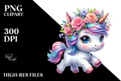 Cute Vibrant Baby Unicorn PNG Product Image 2