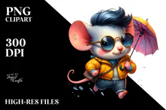 Vibrant Baby Mouse with Cool Haircut PNG Product Image 2