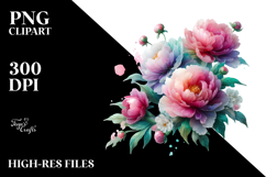 Peonies with Material, Transparent PNG Product Image 2