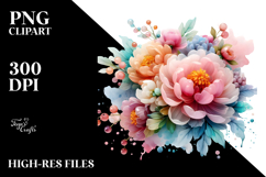 Peonies with Material, Transparent PNG Product Image 2