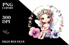Cute Fairy Eyes Sitting Wreath Flowers | Sublimation | Product Image 3