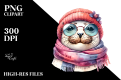Funny Cute Seal Smiling Wearing a Scarf on the Head Product Image 2