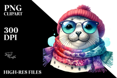 Funny Cute Seal Smiling Wearing a Scarf on the Head Product Image 2