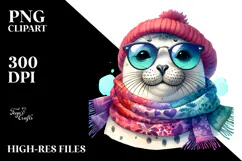 Funny Cute Seal Smiling Wearing a Scarf on the Head Product Image 2