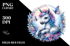 Detailed Watercolor Baby Unicorn, PNG Product Image 2