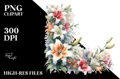 Washed Watercolor Colorfull Lily PNG Product Image 1