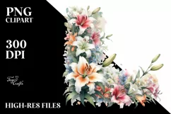 Washed Watercolor Colorfull Lily PNG Product Image 1