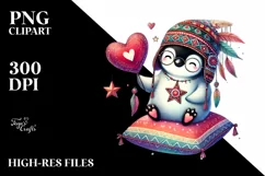 Colorful Pastel Penguin on Star PNG Product Image 2