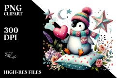 Colorful Boho Penguin Holding Heart Product Image 2