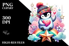 Colorful Pastel Penguin on Star PNG Product Image 2