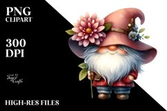 Cute Gnome with Large Chrysanthemum PNG Product Image 2