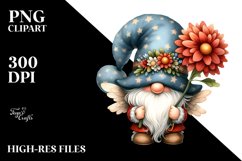 Cute Gnome with Large Chrysanthemum PNG Product Image 2