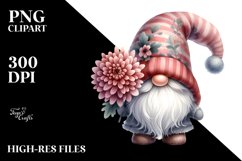 Cute Whimsical GNOME with Chrysanthemum PNG Product Image 2