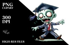 Simple Funny Zombie Halloween Clipart PNG Product Image 2