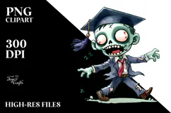 Simple Funny Zombie Halloween Clipart PNG Product Image 2
