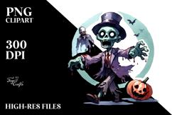 Simple Halloween Clipart of Zombie PNG Product Image 2