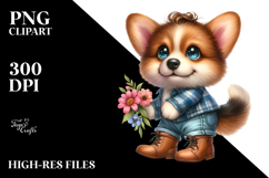 Sublimation Baby Pembroke Welsh Corgi Standing Boots Clipart Product Image 2