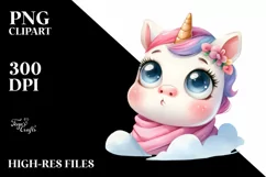 Watercolor Thoughtful Unicorn PNG Product Image 3