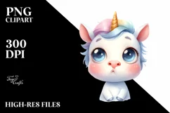 Watercolor Thoughtful Unicorn PNG Product Image 3